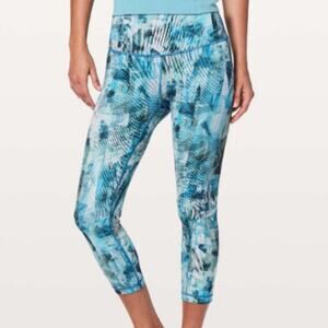 Lululemon Wunder Under Crop (Hi-Rise) 21" Sun Dazed Multi Blue Size 4